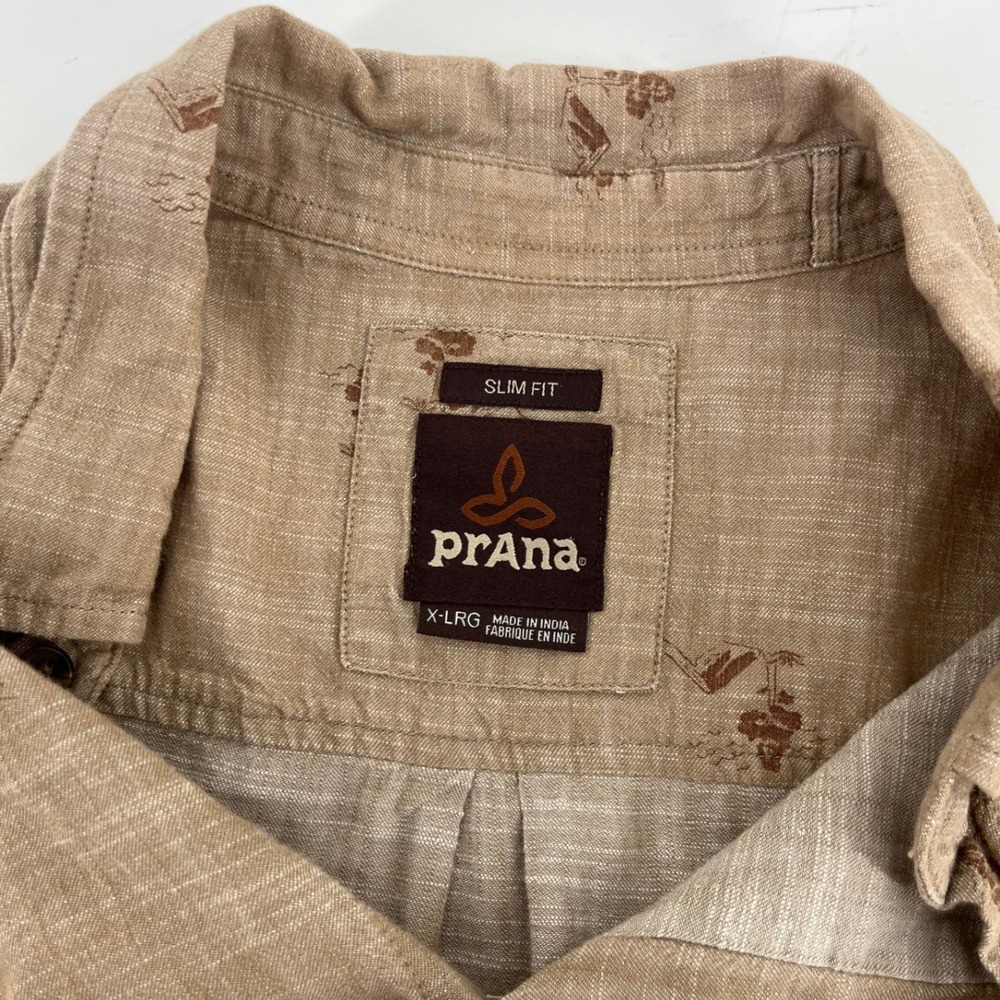 PrAna Broderick Slim Fit Short sleeve Wilderness Print Cotton Button Down XL - Picture 3 of 5